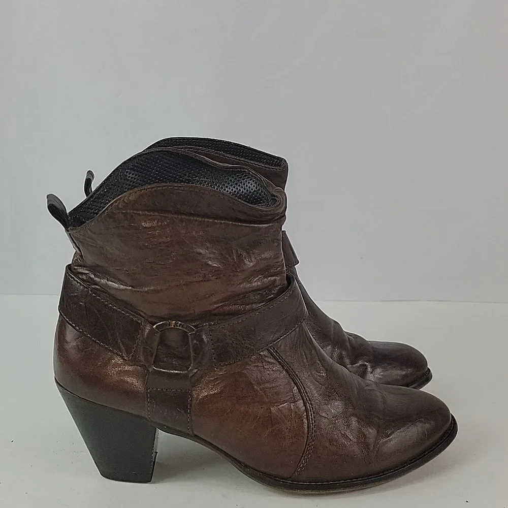 Paul Green Strappy Brown Leather Handmade Women's Ankle Boots